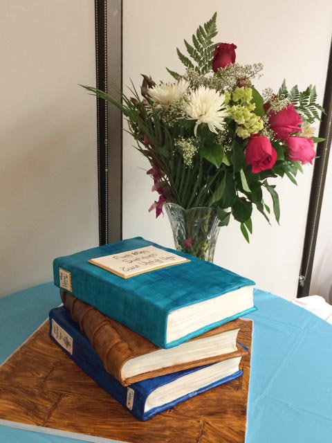 Stacked Birthday Book Cake with Flowers